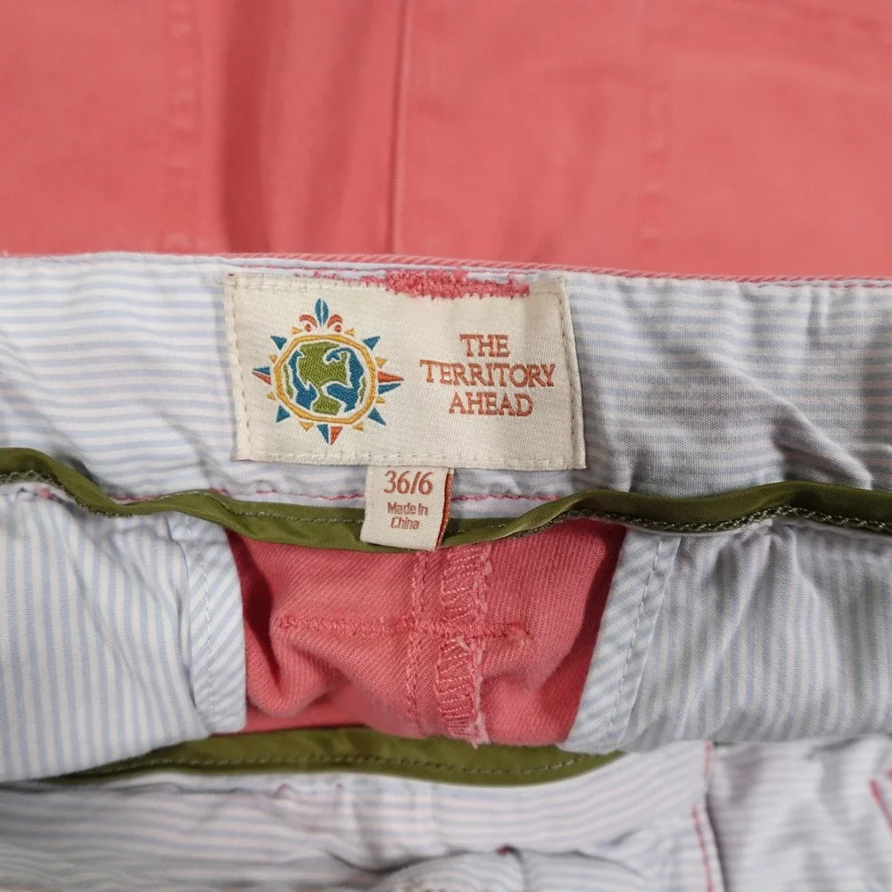The Territory Ahead Mission‎ Comfort Chino Shorts Mens 36 Coral Hidden Elastic
